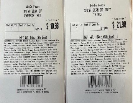 WinCo Foods Salsa Bean Dip Trays