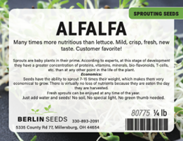 Berlin Seeds Alfalfa Sprouting Seed