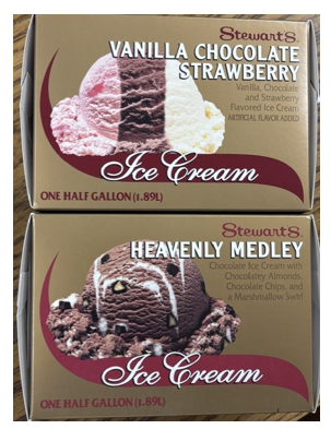 Stewart’s Shops Heavenly Medley & Vanilla-Chocolate-Strawberry Ice Cream